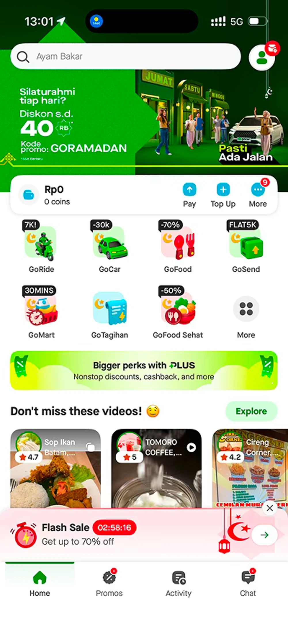 Gojek 首页截图