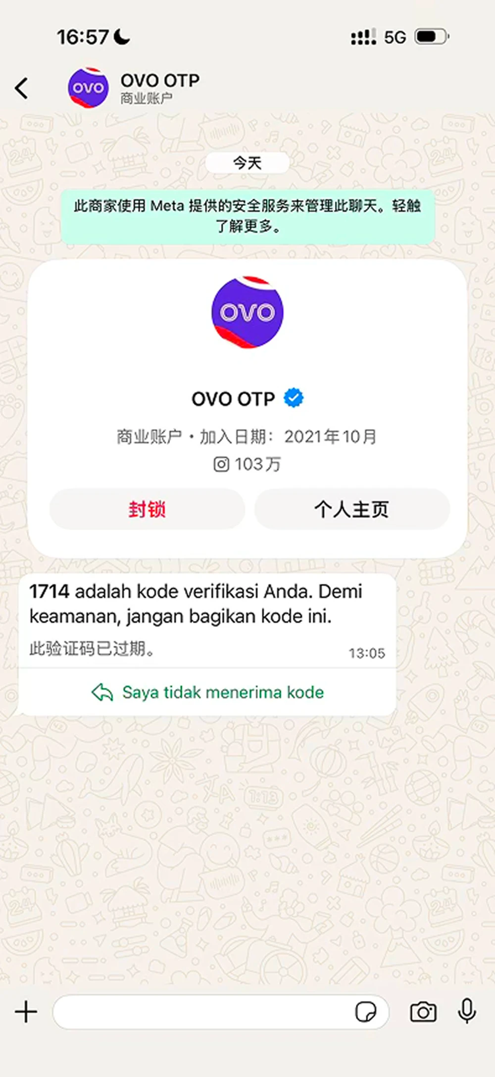 WhatsApp 聊天截图